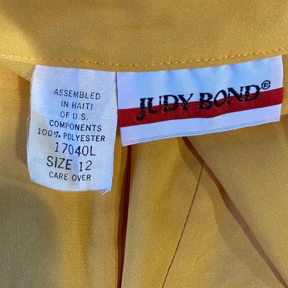VTG JUDY BOND Shirt SIZE 12 Gold Mustard Solid No stretch Button Full Long Sl - Picture 4 of 6